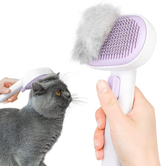 aumuca Cat and Dog Grooming Brush for Shedding, Removes Loose Fur from Long or Short Haired Pets - Ideal for Cats, Kittens, Rabbits, and More - Purple by aumuca