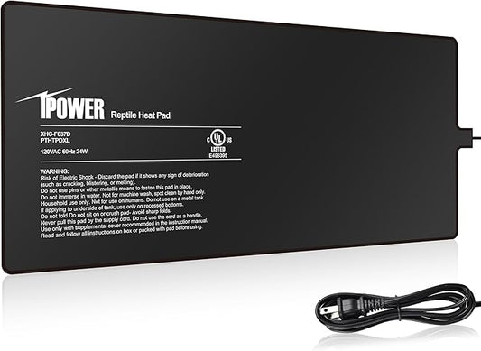 iPower Reptile Heating Pad, Under Tank Heater, Waterproof Terrarium Heat Mat 8X18 Inch, for Turtle, Lizard, Frog, Snake and Other Reptiles
