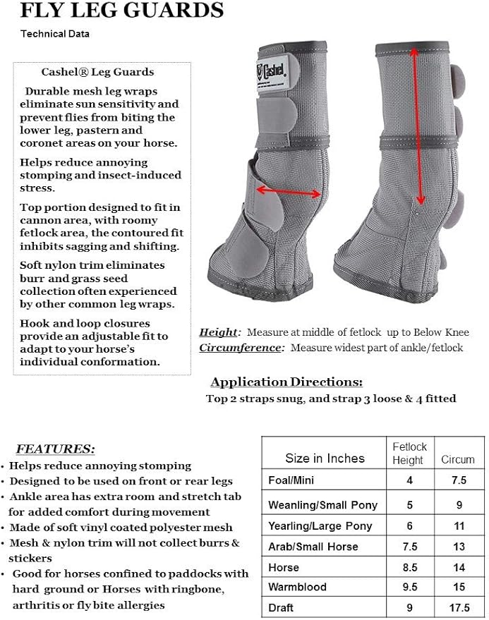 Cashel Crusader Horse Fly Leg Guards Small Pony Grey