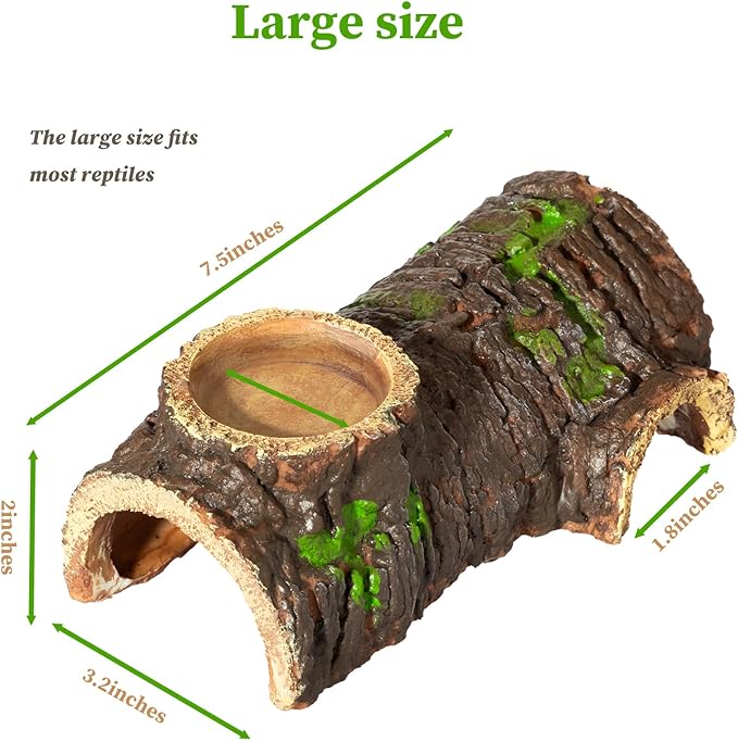 Reptile & Amphibian Hideaway Cave & Tree Simulation Habitat, Complete with Feeding Tank, Ideal for Lizards, Geckos, Snakes, Salamanders, Spiders, Hermit Crabs, Tree Frogs, Turtles & Chameleons