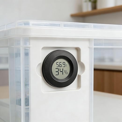 2-Pack Mini Hygrometer Thermometer Indoor Outdoor Round Humidity Meter, Small Digital LCD Monitor Gauge Sensor (℉) or (℃) for Reptile Thermostat, Jars