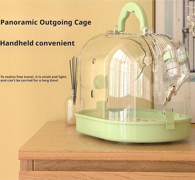 Bird Cage Parrot Cage Bird Travel Carrier Outgoing Cage with Handle for Cockatiels Flight Birdcage(Green)