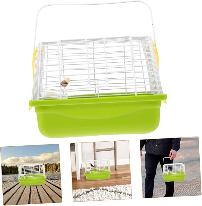 Happyyami Portable Wire Bird Carrier Cage with Handle for Parrots and Small Birds Metal Travel Cage with Ventilation for Outdoor Trips Comfortable and Safe