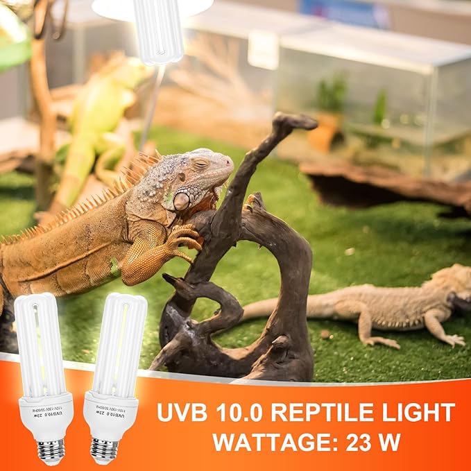 VIHOSE 4 Pack UVB Reptile Light Bulb 23w 10.0 UVB Bulb for Desert Reptiles Pet Light for Turtle Compact Fluorescent Terrarium Lamp for Bearded Dragon, Lizard, Tortoise, Iguanas, Snake, Gecko