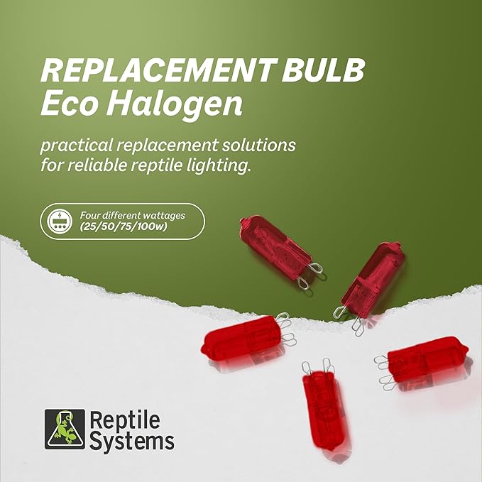 Reptile Systems Replacement Bulb Eco Halogen Red Spot Lamp – Red 50w, 2 Count – Replacement Bulb Kit for Reptiles & Amphibians – Light for Tanks, Vivariums & Crested Geckos