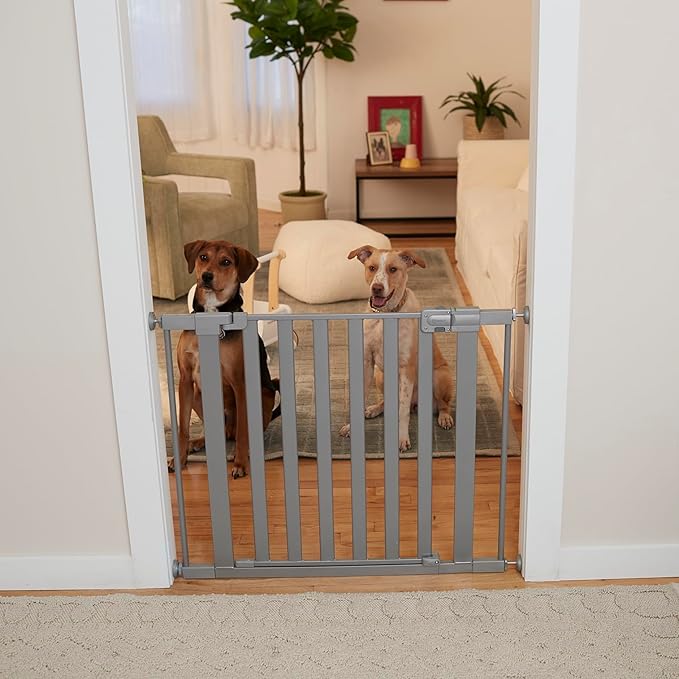 Safety 1st Walk Through Baby Gate with Door, Adjustable Pressure Mount Lift, Dog Gates, Fits 29"-38" Wide, 1-Pack, Silver