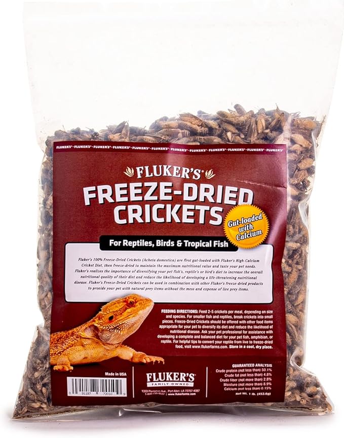 Fluker's Freeze Dried Crickets for Reptiles, Packed with Protein and Essential Nutrients, 1 lb. Value Pack