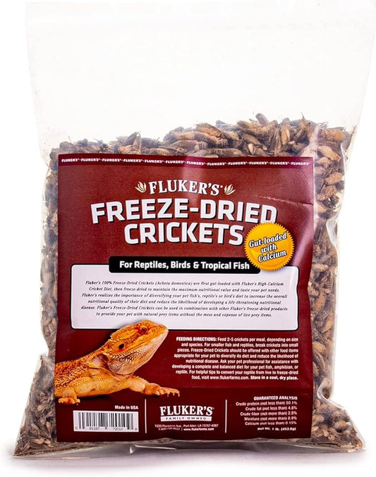 Fluker's Freeze Dried Crickets for Reptiles, Packed with Protein and Essential Nutrients, 1 lb. Value Pack