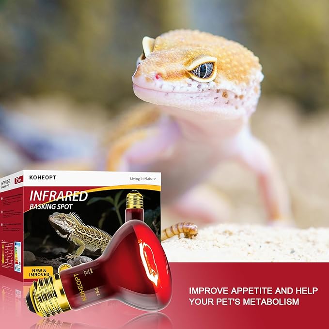2-Pack 75W Reptile Heat Lamp Bulb, Infrared Heat Emitter Red Heat Lamp for Reptile Amphibian, Infrared Basking Spot Light Bulb,Red Heat Lamp for Chickens、Lizards、Snakes、Turtles