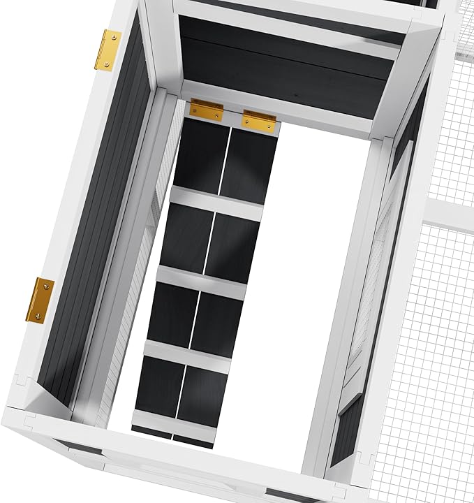 Small Chicken Coop for 2 Chickens,Wooden Chicken Coops with Nesting Boxes Indoor Outdoor,Bunny House Rabbit Hutch Poultry Pet Run Cage with 2 Waterproof Roof, Stairs&Leak-Proof-Tray (White)