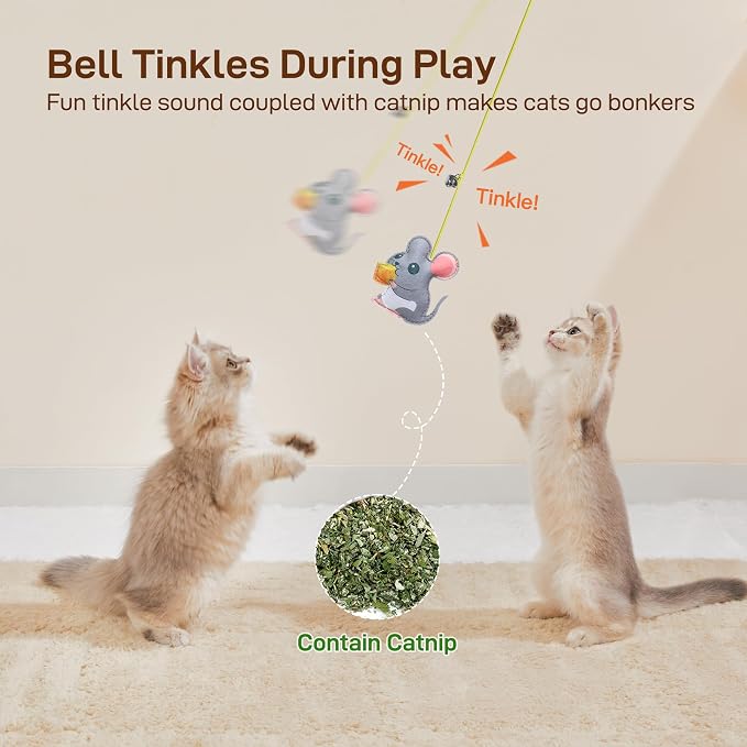 Potaroma Interactive Cat Feather Toys 5 Pcs, Cat Teaser Retractable Hanging Indoor Kitten Play Chase Exercise, Mental Physical Stimulation for All Breeds and Species - Image 4