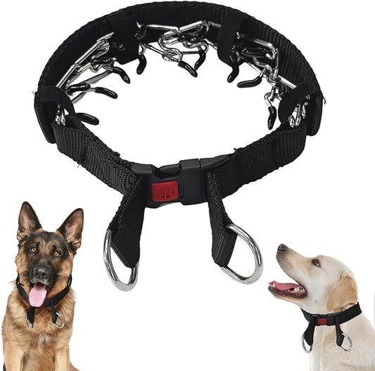 Dog Training Collar, Stainless Steel with Soft Rubber Cap, Adjustable with Quick Release Buckle (S)