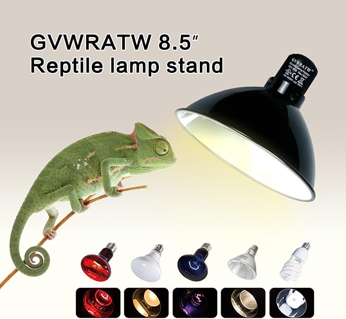 8.5-inch Standard Lamp Dome for Reptile Heating Lamps, Ceramic Heat Emitters, Max 200W for Bearded Dragons, Turtles, Snakes and Lizards, E26 Base