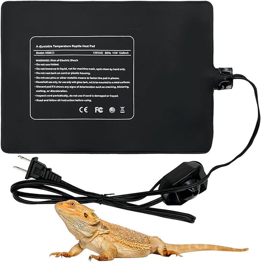 Hamiledyi Reptile Heating Pad 23W, Waterproof Under Tank Heater Mat 8x12 Inch for 30-40 Gallon Terrariums, Safe Heat Mat for Bearded Dragons, Leopard Geckos, Hermit Crabs, Snakes & Lizards