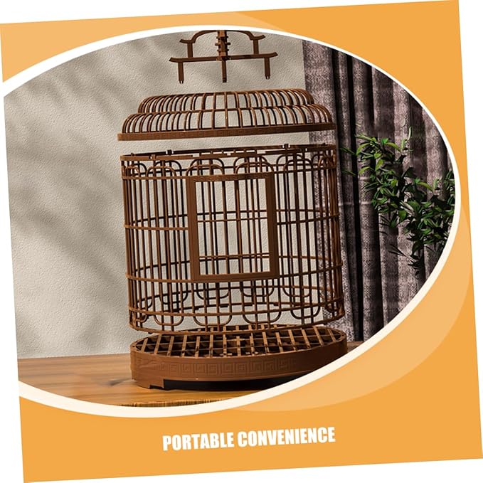 Large Retro Plastic Bird Carrier Cage for Lovebirds Parakeets Cockatiels Spacious Portable Easy Clean Design for Home Travel Use