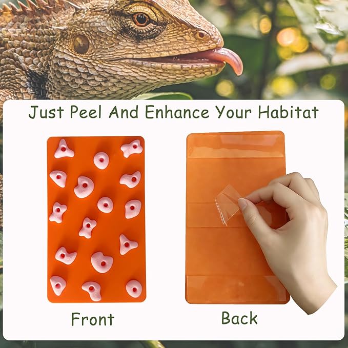Mini Reptile Rock Climbing Wall, Terrarium Enclosure Enrichment & Habitat Décor for Bearded Dragons, Geckos, Lizards, Snakes, Tree Frogs and Small Amphibians (Orange & Pink)