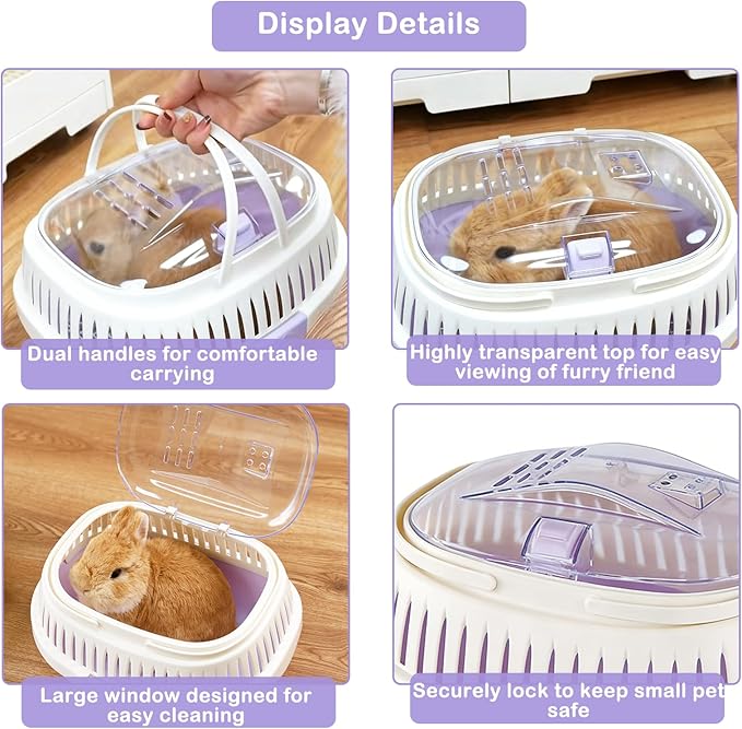 Hamster Carrier Guinea Pig Carrier 13 X 11 X 8 in Portable Hamster Travel Cage with Ventilation Holes Outdoor Small Pet Carrier for Rat Gerbil Rabbit Hedgehog Squirrel Mouse Bunny