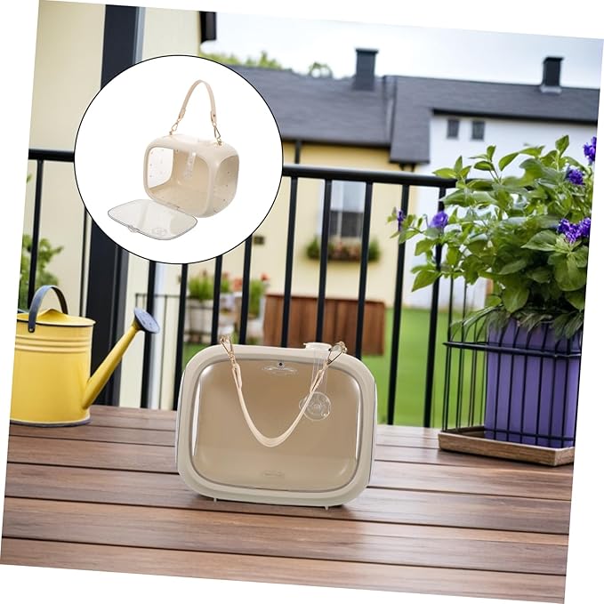 Generic Transparent Parakeet Travel Cage Portable Bird Carrier for Parrots Lovebirds Cockatiels with Easy-Clean Surface and Airflow for Outdoor Use and Vet Visits