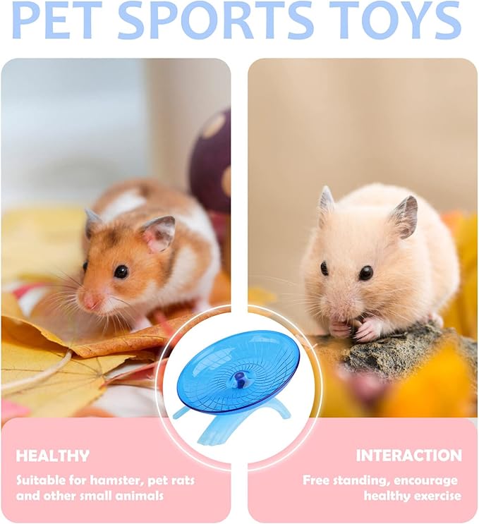Mipcase 2pcs Non Silent Cm Exercise Jogging Pig Wheel- Flying Mice Blue Little Cage Small Disc Slip Plastic Hedgehog Critters Playing Hamsters Rat Squirrels Ball Toys Run Gerbils Gerbil