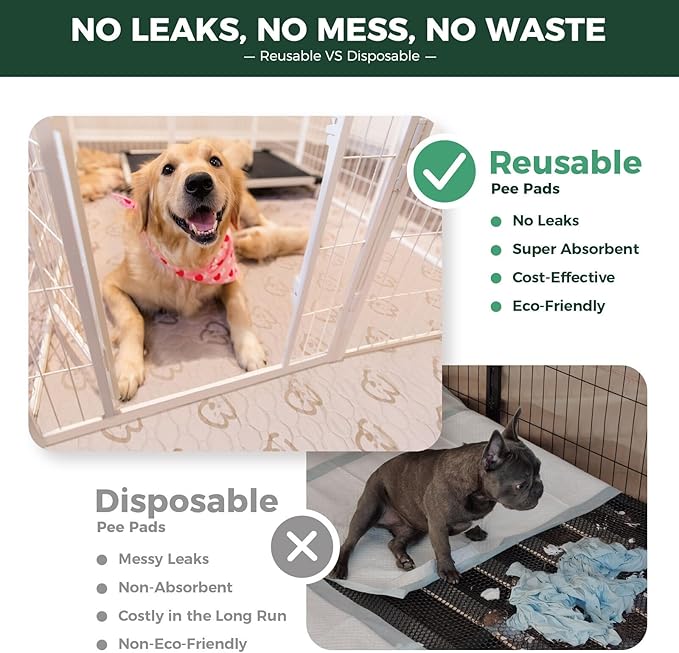 FXW Washable Pee Pads for Dogs, Leak-Proof & Non-Slip, Specifically Designed for FXW Rollick/Homeplus 32/40/45inch 8 Panels Dog Playpen, 34" Octagon, Khaki, 1 Pack
