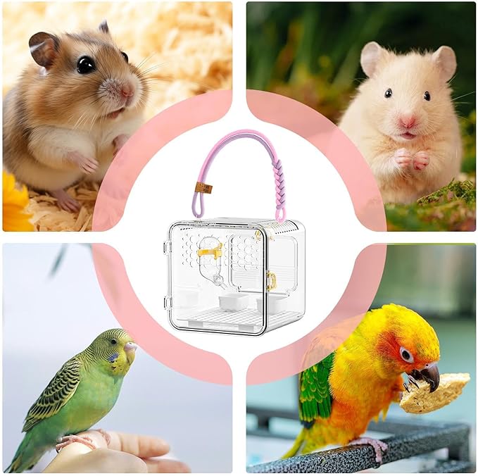 Bird Carrier, Portable Parrot Travel Cage, 16.12 Inches Breathable Pet Box with Mesh Window Feature, Lightweight Carrier, Travel Cage with Ergonomic Handle Bird Carriers for Parakeets Conures