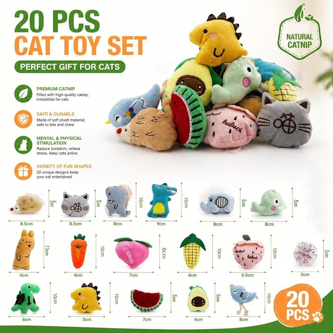 Cat Toys, Interactive Cat Toy for Indoor Cats, Soft and Durable Crinkle Sound Catnip Toys, Catnip Filled Mouse Cat Teething Chew Toy (Pack of 20) - Image 2