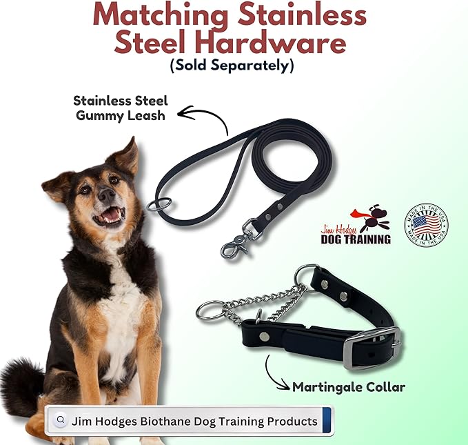 Martingale Collar for Dogs, Biothane, Stainless Steel Hardware, No Pull, Made in The USA, Professional Grade, XS, Black