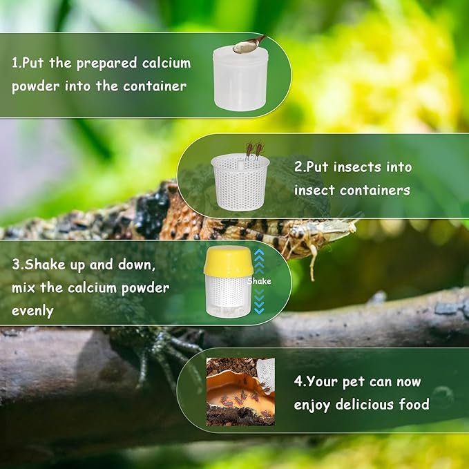 NANEEZOO Cricket Powder Mixer, Reptile Calcium Mixer, Uniformly Mix Reptile Feed, Insect Nutrients Shaker for Gecko Chameleon Snake Lizards