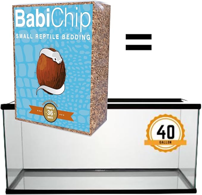 BabiChip Coconut Substrate for Reptiles Loose Small Sized Coconut Husk Chip Reptile Bedding (36 Quart (2 Pack))