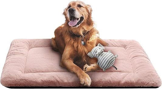 Dog Beds Crate Pad for Large Dogs Ultra Soft Dog Crate Bed Washable & Anti-Slip Kennel Pad for Dogs Cozy Sleeping Mat,Pink 42inch
