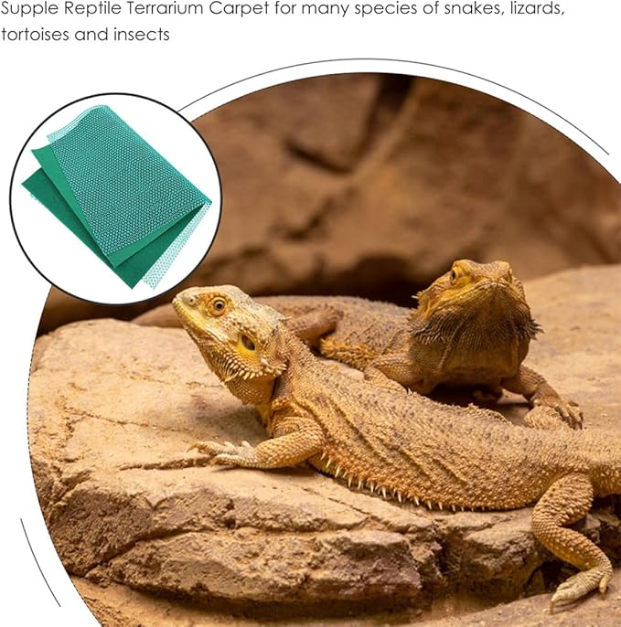 SEWACC Reptile Carpet Mat Moisture Absorbent Bedding for Tortoise and Lizard Terrariums Heat Preservation Substrate Protector for Pet Enclosures Green