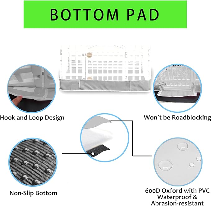 2 Pack Dog Playpen Cover and Bottom Pad Fits for 36 Inch 4 Panels Pet Playpen, Dog Crate Pad Puppy Play Pen Cover, Hoop and Loop Design (Note: Playpen Not Included). (PureGray)