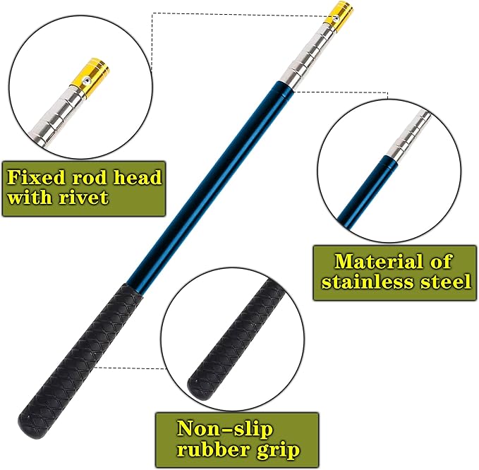 22"~64" Snake Hook Reptile Catcher Stick Tongs Rattlesnakes Grabber Pick-up Handling Tool Kit for Catching Controlling or Moving Python Copperhead (Small Snake Hook - Blue)