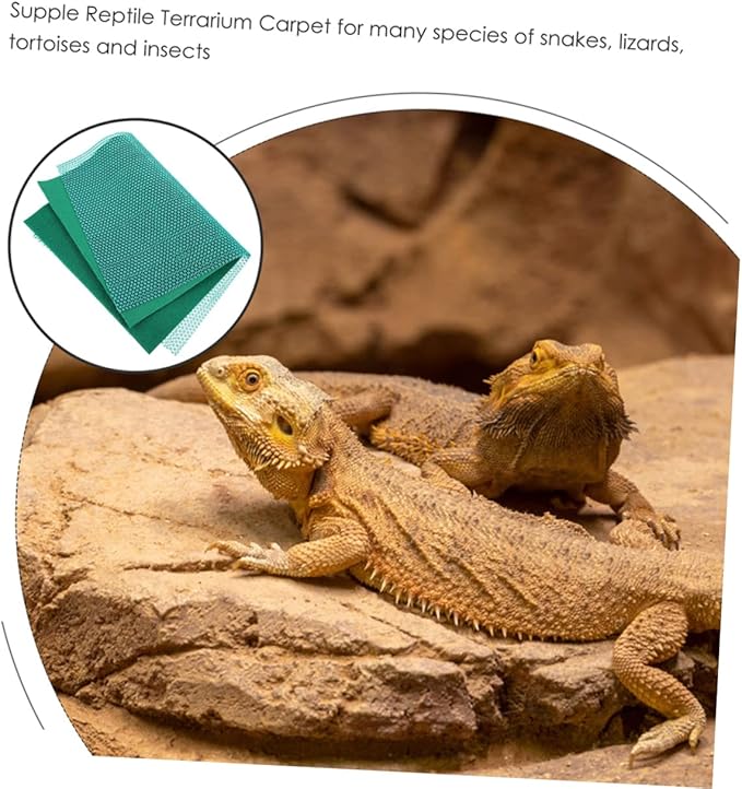 1 Set Reptile Terrarium Mat Green Turtle Carpet Easy to Clean Lizard Bedding Durable Substrate Liner for Snakes Turtles and Lizards Reusable and