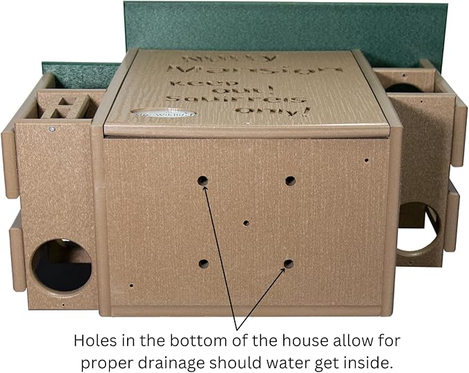 JCS Wildlife Nutty Mansion Squirrel House – Spacious, Durable, and Eco-Friendly Shelter for Backyard Wildlife (Tan/Green)