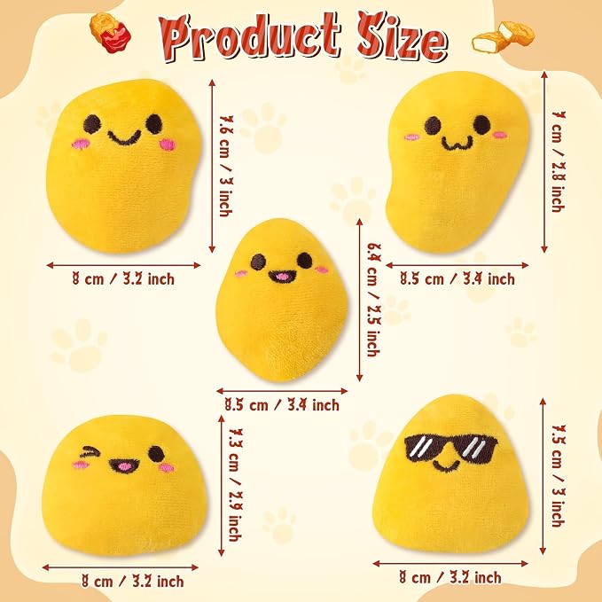 L1rabe Chicken Nugget Catnip Stuffed Toys for Cats- Gifts for Kitten Lovers - Image 2