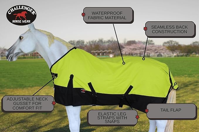 CHALLENGER 68" 1200D Turnout Lightweight Rain Horse Winter Blanket Sheet 3EE05LG