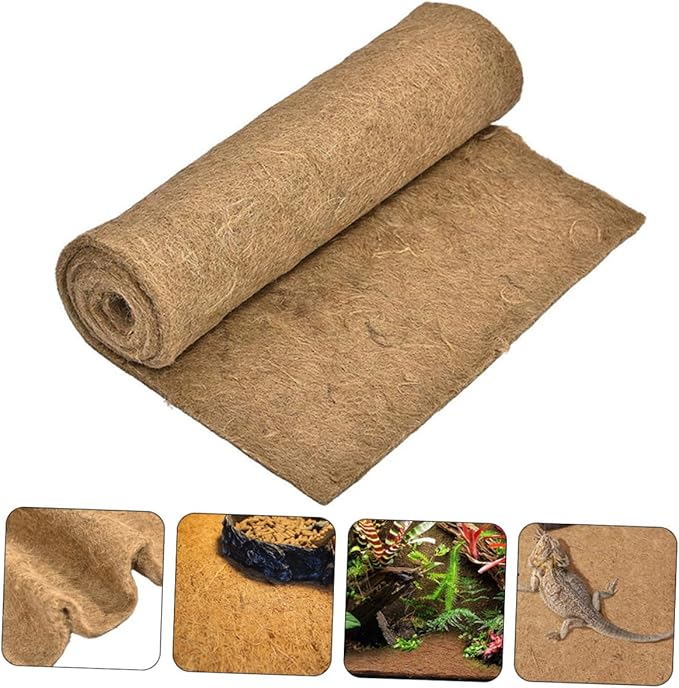 POPETPOP Multi Functional Jute Fiber Worm Blanket for Reptile Terrarium Natural Inner Cushion for Lizard Cases Washable Reusable Safe Warm Bedding for Snakes Turtles Lizards