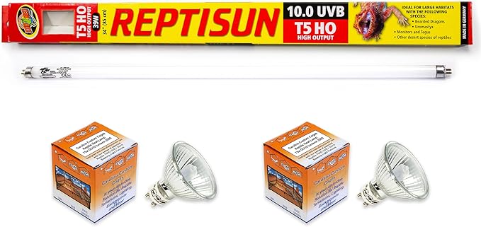 CAROLINACUSTOMCAGES T5HO Double 34” UVB Reptile Light Fixture 39w, Bearded Dragon and Reptile Terrarium Light Fixture