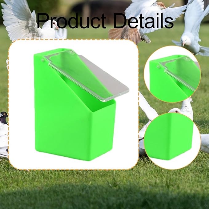 Pigeon Feeder, Food Storage Case, Single Hole Hanging Box, Dove Bird Feeding Case for Parrots Canaries Chickens Pigeons, Green