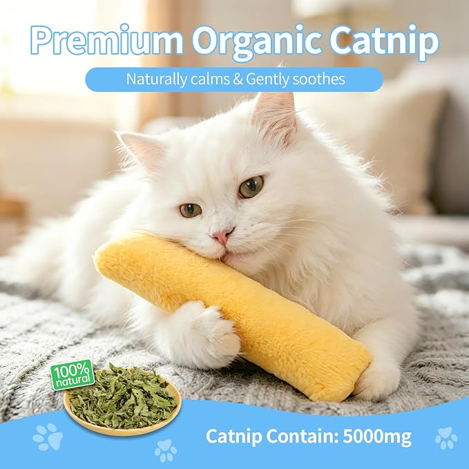 WOUSEDO Catnip Plush Pillows Toys 3 Pack, Crinkle Sound and Catnip Inside - Image 4
