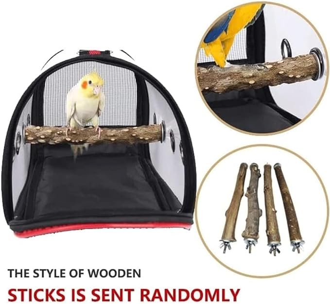 Indoor Bird Cage Portable Birdcages Clear Pet Bird Carrier Breathable Travel Cage Lightweight House Decorative Aviary(Black,CH)