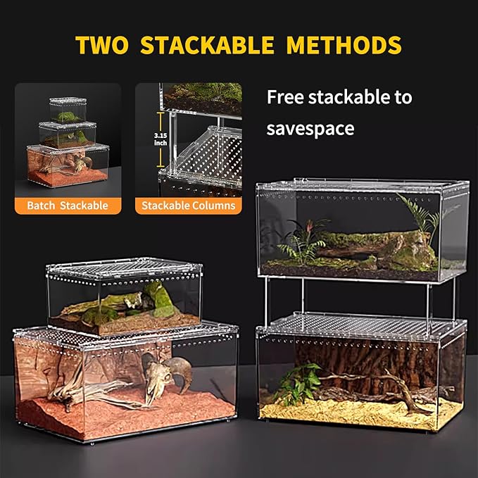 Reptile Growth Reptile PC Terrarium,Tarantula Enclosure,Spider Tank with Magnetic Button.12"x 8" x 6" Lizard Enclosure,Reptile Breeding Tank for Insect,Fish,Tarantula,Hermit Crab,Small Bearded Dragon