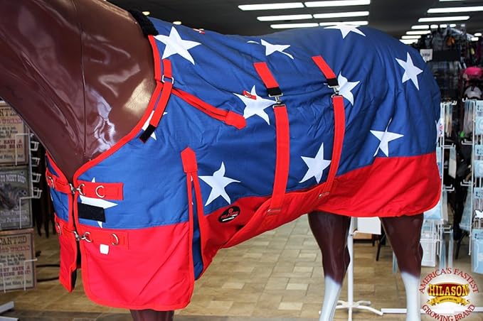 American Flag 76 in HILASON 1200D Winter Waterproof Poly Horse Turnout Blanket Belly Wrap