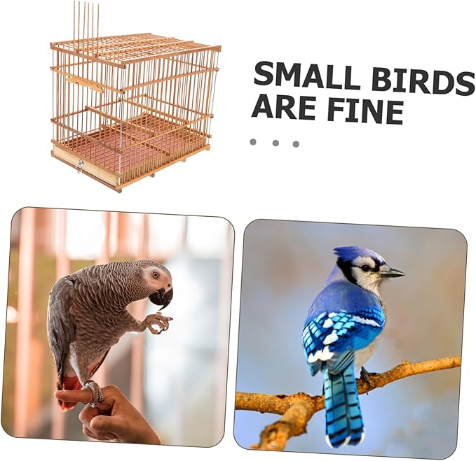 Natural Bamboo Birdcage Stand Small Bird Travel Cage Budgie Cage Parrot Carrier Parakeet Carrier for Cockatiels