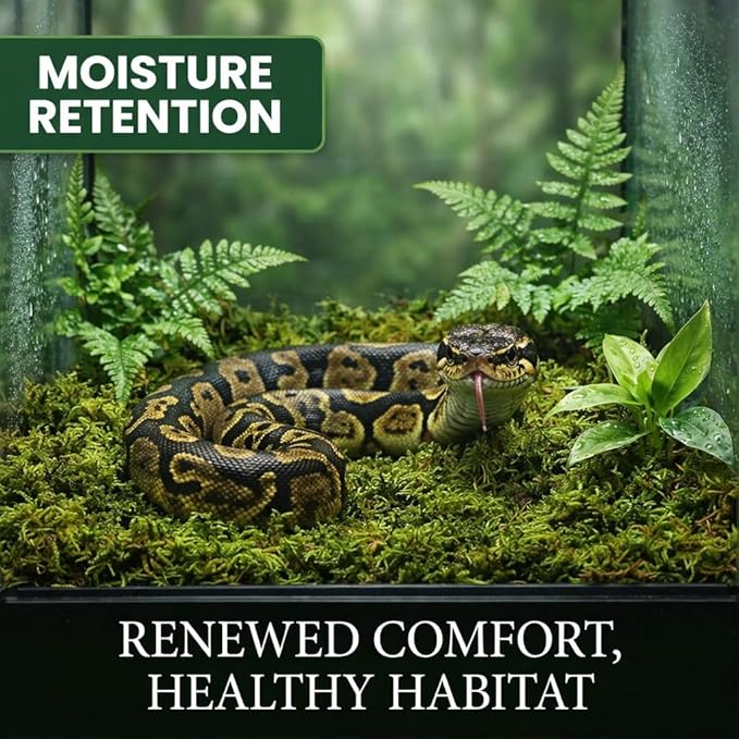 Sukh Sphagnum Moss for Reptiles - Terrarium Reptiles Moss Green Dried Peat Moss Habitat Bedding Moss for Snakes Turtle Frog Gecko and Other Reptiles Substrate (5, Ounces)