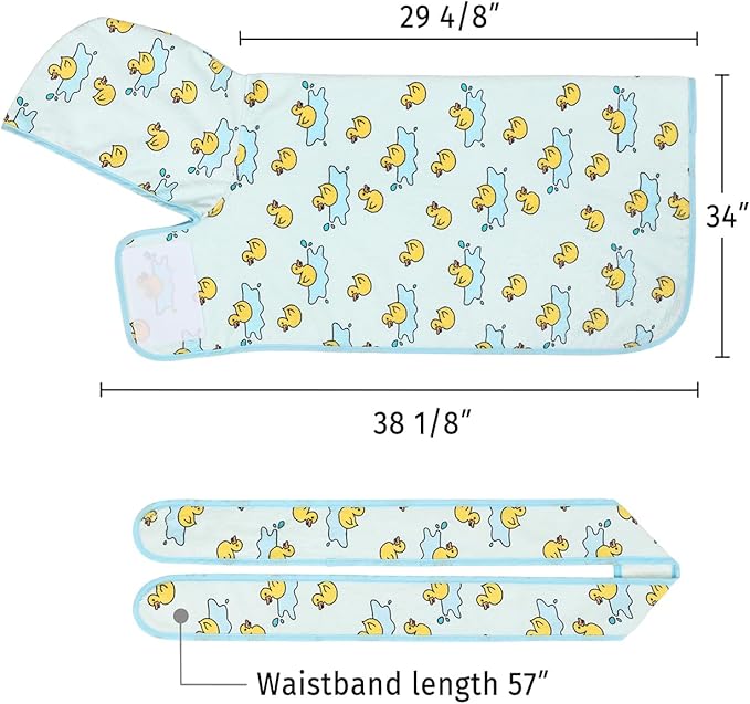 HDE Dog Bathrobe Super Absorbent Quick Drying Puppy Towel Wrap Coat Adjustable After Bath Robes with Hood for Dog Sizes S-XXL Rubber Duck Puddles XXL