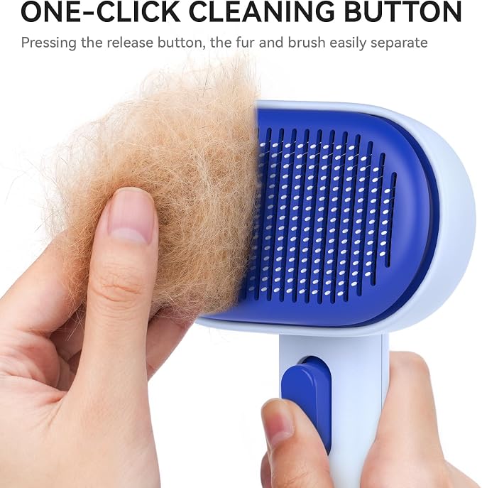 aumuca Skin Friendly Self-Cleaning Slicker Brush for Dogs & Cats, Gentle Pet Grooming Tool for Shedding & Deshedding, Efficient Hair Remover for Long & Short Haired Pets - Image 2