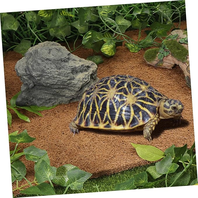 Mobestech Reptile Coconut Fiber Carpet Mat Non-Adhesive Terrarium Substrate Liner for Bearded Dragon Leopard Gecko Tortoise Lizard Bedding Pad with Water Permeability and Airflow