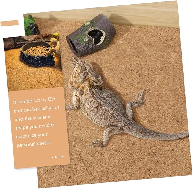 POPETPOP Multi Functional Jute Fiber Worm Blanket for Reptile Terrarium Natural Inner Cushion for Lizard Cases Washable Reusable Safe Warm Bedding for Snakes Turtles Lizards